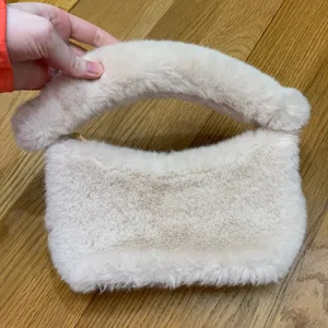 A New Day Purse Faux Fur Handbag Cream‎ Fuzzy Top Handle Bag Zipper Close Chic thumbnail 1