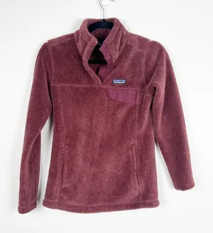 Patagonia Women's T Snap Fleece Pullover Maroon‎ Sz S thumbnail 1