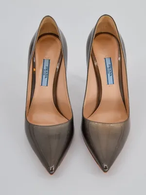 Prada Ombre Patent Leather Pointed Toe Pumps Grey Tan Bronze 37 thumbnail 2