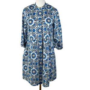 Tuckernuck X-SMALL Golden Medallion Crawford Dress Blue White Ruffle Mini thumbnail 3