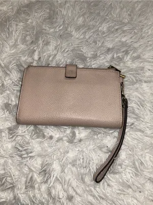 Michael Kors pebbled leather wristlet wallet pinkish tan with gold-tone hardware thumbnail 2