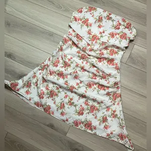 Mini Dress Y2K Strapless Size M Floral Print White Pink thumbnail 11