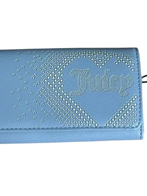 Juicy Couture Blue Studded Heart Rhinestone Y2K Long Wallet NWT thumbnail 2