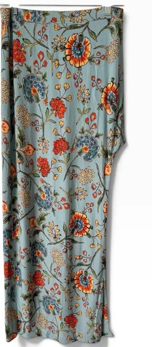 Free People Blue Floral High Slit Stretchy Maxi Skirt Size Small thumbnail 1