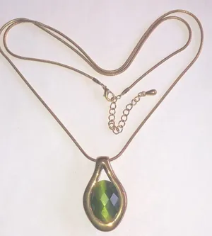 Reversible Green Brown Gemstone Boho Pendant Necklace thumbnail 2