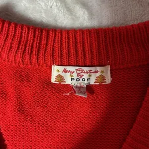 Poof Ugly Christmas Gnome Sweater Vest Womens Small Red Snowflake Pom Pom V-Neck thumbnail 2