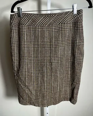P191. The Limited Plaid Wool Blend Pencil Skirt - Brown & Black thumbnail 1