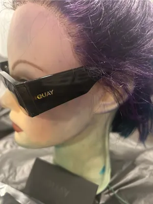 Quay Australia Black Slim Rectangle Sunglasses thumbnail 3