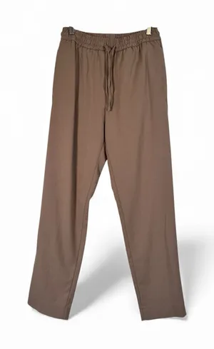 Zara Tan Straight Leg Drawstring Trouser Dress Pants Women’s S Casual Pull On thumbnail 1