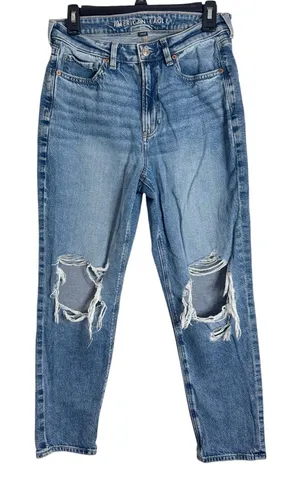 American Eagle Strigid Distressed Ripped Knees Mom Jeans Light Wash size 6 Short thumbnail 1