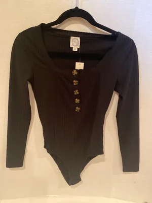 NWT! Francesca’s Blue Rain Bodysuit. Size: XXS thumbnail 1