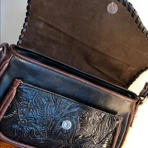 MCM Black and Brown Embossed shoulder Bag thumbnail 6