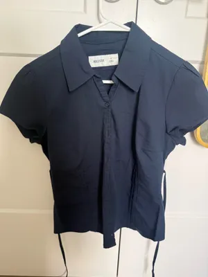 Hollister Navy Blue Button Short Sleeve thumbnail 1