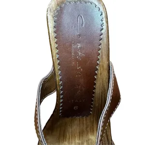 Italian Shoemakers Contesa‎ Wood Look Wedge Brown Sandals Sz 6 Made In Italy thumbnail 8