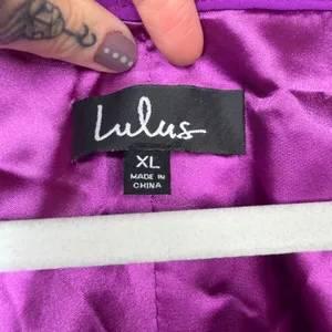 NEW Lulus Bombshell Magenta Purple Off-the-Shoulder Flirty Wrap Mini Dress XL thumbnail 10