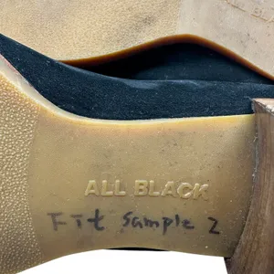 All Black Mules Heel Collapsible Back Slip On Suede Leather Black‎ Blue Sample thumbnail 14