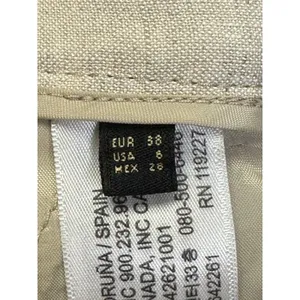 Massimo Dutti Cargo Pants Womens 6 Tan Linen Blend Wide Leg Trousers Utility thumbnail 4