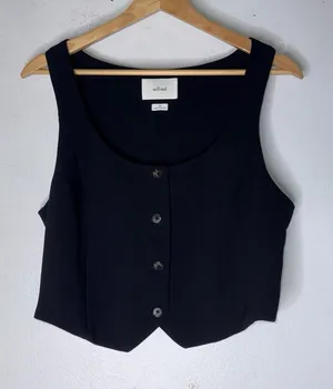 Wilfred Scoop Neck Button Down Best Black‎ Size 10 thumbnail 1