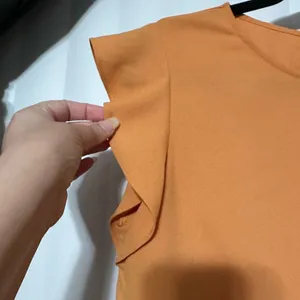 Zara Work Top | Orange Ruffle Sleeve Top thumbnail 2