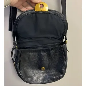 Fossil Emi Black Key Clasp Flap Pebbled Leather Crossbody Bag Bronze Accents thumbnail 7