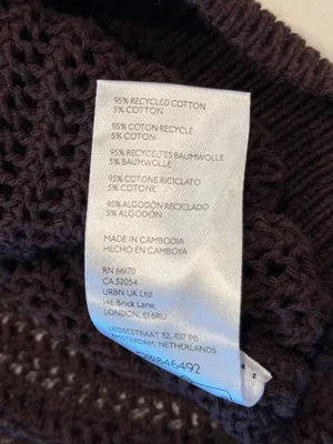 BDG Open-Weave V-Neck Cardigan in‎ Dark Brown thumbnail 6