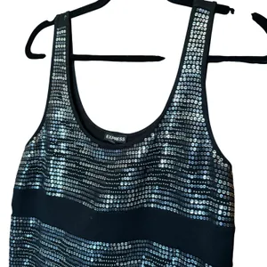 Y2K Indie Sleeze Glam Express Sequins Beaded Tank Top M Going Out Metallic Disco thumbnail 3