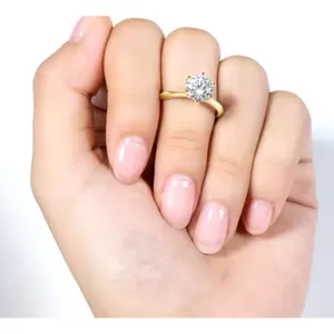 Boutique NEW 2 Ct Solitaire Simulated Diamond 14k Gold Plated S925‎ Engagement Ring thumbnail 5