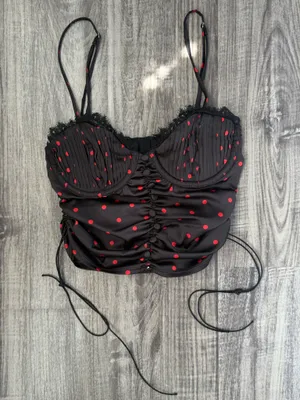 for love & lemons red and black polka dot corset thumbnail 1