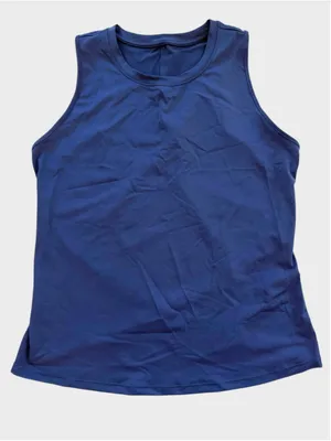Size S Halara Cut Out Crossover Hem Solid Yoga Tank Top Nebulas Blue thumbnail 1