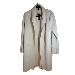 New! Joan Vass Faux‎ Leather Open Front Drape Collar Coat L thumbnail 3