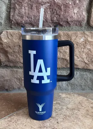 NEW Los Angeles Dodgers Blue 40 oz Tumbler with Handle and Straw thumbnail 1