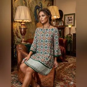 Lulus Boho Glam Open Back Medallion Print Bell Sleeve Mini Dress Size Large thumbnail 3