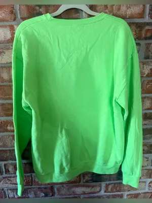 Jerzees Neon Green 'Lucky' Graphic Crewneck Sweatshirt thumbnail 4
