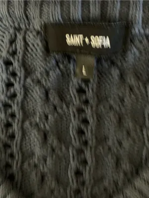 Saint‎ Sofia Organic Cotton Cable Knit Sweater Blue Minimalist Coastal L thumbnail 3