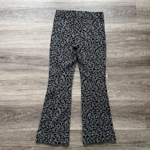 Maeve by Anthropologie Black and Gray Leopard Knit Flared Pants thumbnail 2