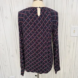 LAUREN RALPH LAUREN Jaralda Logo Chain Link Print‎ Long-Sleeve Blouse, Large thumbnail 7