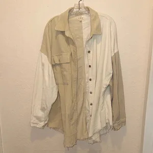 POL color block corduroy Shacket jacket shirt jacket with raw hem thumbnail 2
