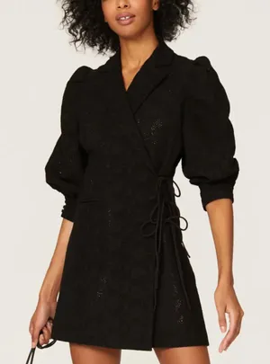 Hofmann Copenhagen Black Mini Cocktail Dress XS Designer Lace Party Wrap $480 thumbnail 1