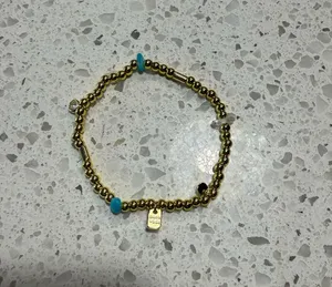 Pura Vida Gold and Turquoise beaded bracelet thumbnail 1