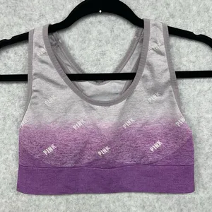 Victoria's Secret PINK Size L Sports Bra Purple Ombre Logo Racerback Seamless thumbnail 1