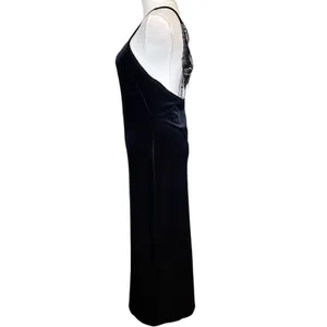 Black Velvet Baby Doll Y2K Dress Lace Butterfly SZ LG Goth Fairy Formal 90's thumbnail 9