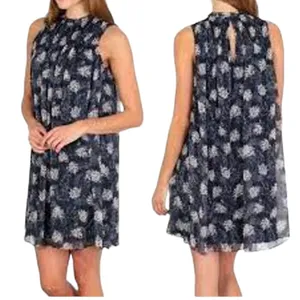 Joie Ruffle Neck Printed Mini Dress | Navy Tan | Medium thumbnail 2