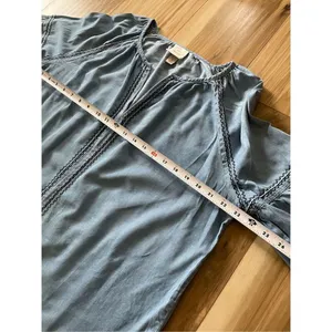 Knox Rose Chambray Boho Top Balloon Sleeves M thumbnail 5