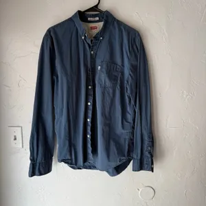 Anthropologie Size 8 Medium Blue Striped Viscose‎ Linen Blend Button Up Long Slv thumbnail 6