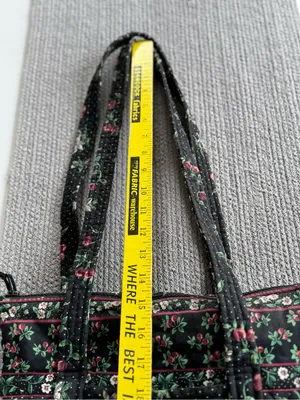Vintage Handmade Quilted Sewing Bag Black Cherry Print thumbnail 5
