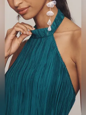 Anthropologie Teal Halter Plissé Playsuit Romper‎ Size 6 thumbnail 8