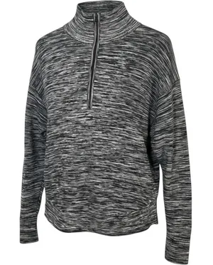 OFFLINE by Aerie Heathered Quarter Zip Pullover Sweatshirt Women M M Black White thumbnail 1