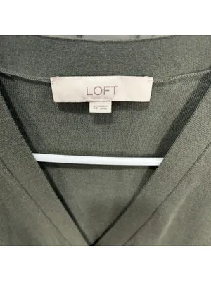 LOFT Cardigan Sweater XS Olive Green Button Front V Neck Cottage Granola NWOT thumbnail 4