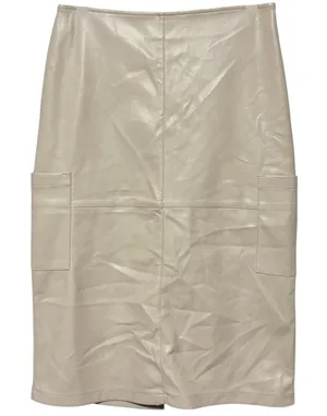 New Hunter & Brown Faux Leather Cargo Pocket Midi Pencil Skirt Beige Size Medium thumbnail 1