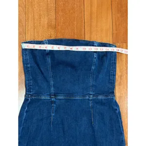 Reformation Eugenia Denim Midi Dress Women‎ Dark Blue Strapless 10 thumbnail 7